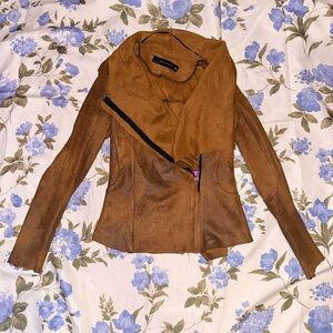Zara Tan Leather Jacket for Women